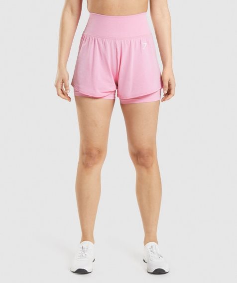 Gymshark Vital Seamless 2.0 2-in-1 Női Rövidnadrág Rózsaszín | HU-Y-624