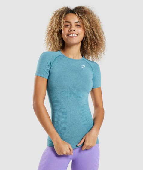 Gymshark Vital Seamless 2.0 Női Póló Türkiz | HU-M-796