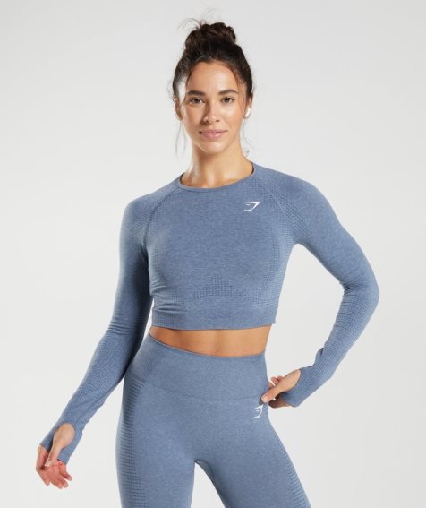 Gymshark Vital Seamless 2.0 Női Vágott Felsők Kék | HU-K-385