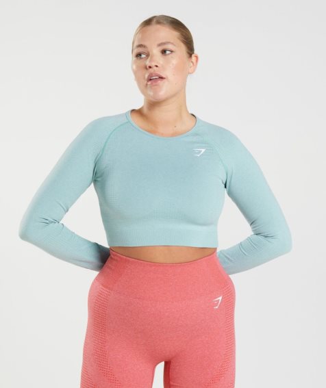 Gymshark Vital Seamless 2.0 Női Vágott Felsők Világos Kék | HU-Z-974