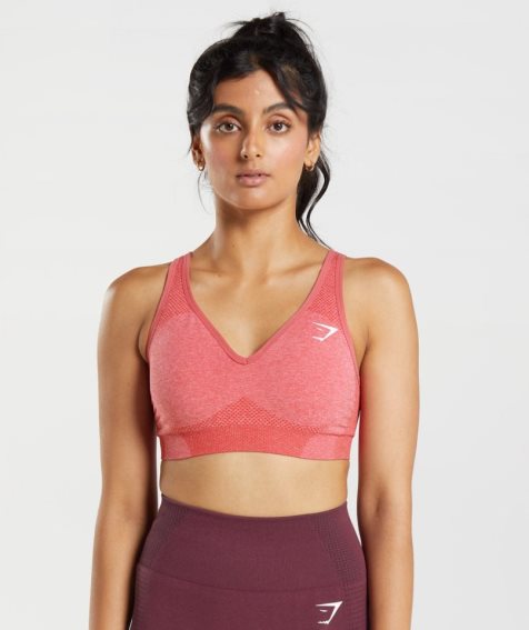 Gymshark Vital Seamless 2.0 V Neck Női Sportmelltartó Rózsaszín | HU-T-867