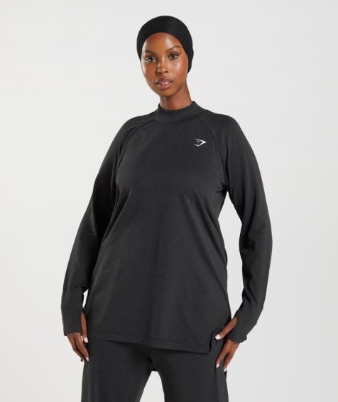Gymshark Vital Seamless Long Line Top Női Póló Fekete | HU-T-619