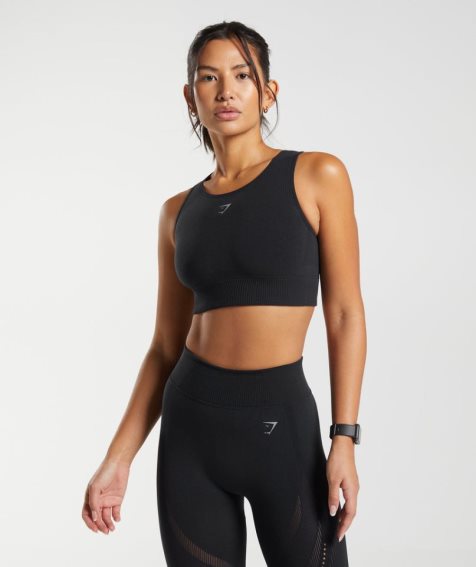 Gymshark Warp Knit Női Vágott Felsők Fekete | HU-O-836