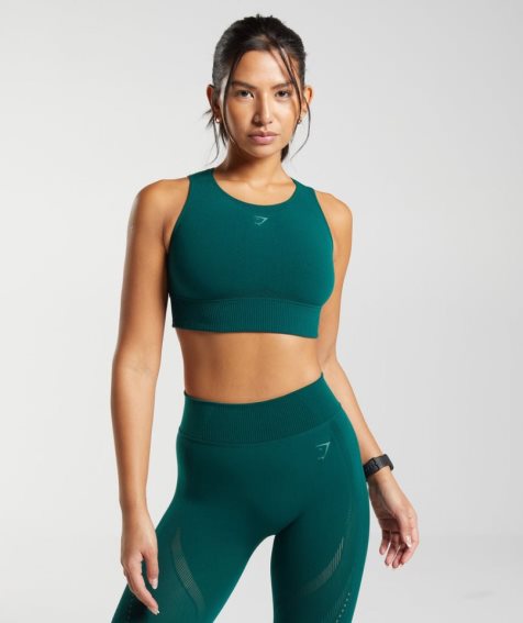 Gymshark Warp Knit Női Vágott Felsők Zöld | HU-L-783
