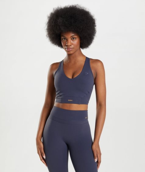 Gymshark Whitney Crop Női Ujjatlan Póló Sötétkék | HU-Q-697