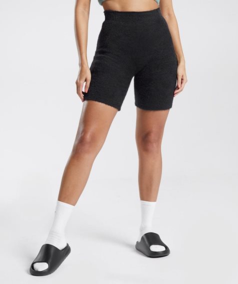 Gymshark Whitney Eyelash Knit Női Rövidnadrág Fekete | HU-P-068