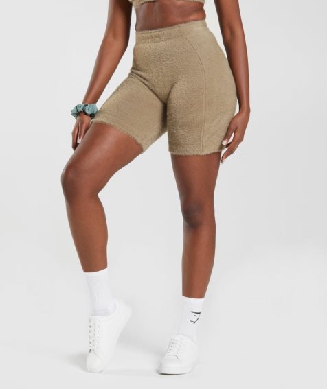 Gymshark Whitney Eyelash Knit Női Rövidnadrág Khaki | HU-U-238