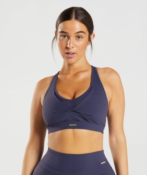 Gymshark Whitney Mesh Női Sportmelltartó Sötétkék | HU-L-592