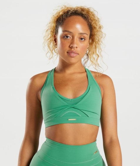 Gymshark Whitney Mesh Női Sportmelltartó Zöld | HU-Q-680