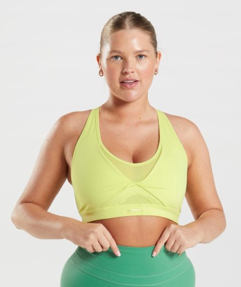 Gymshark Whitney Mesh Női Sportmelltartó Sárga | HU-U-921