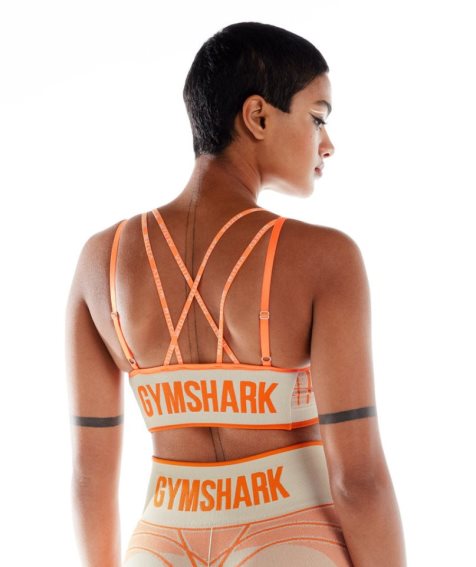 Gymshark Wtflex Linear Seamless Női Sportmelltartó Narancssárga | HU-G-452