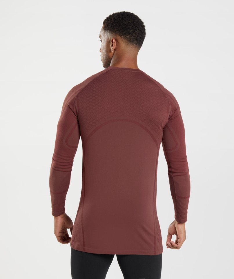 Gymshark 315 Long Sleeve Férfi Póló Barna | HU-J-682