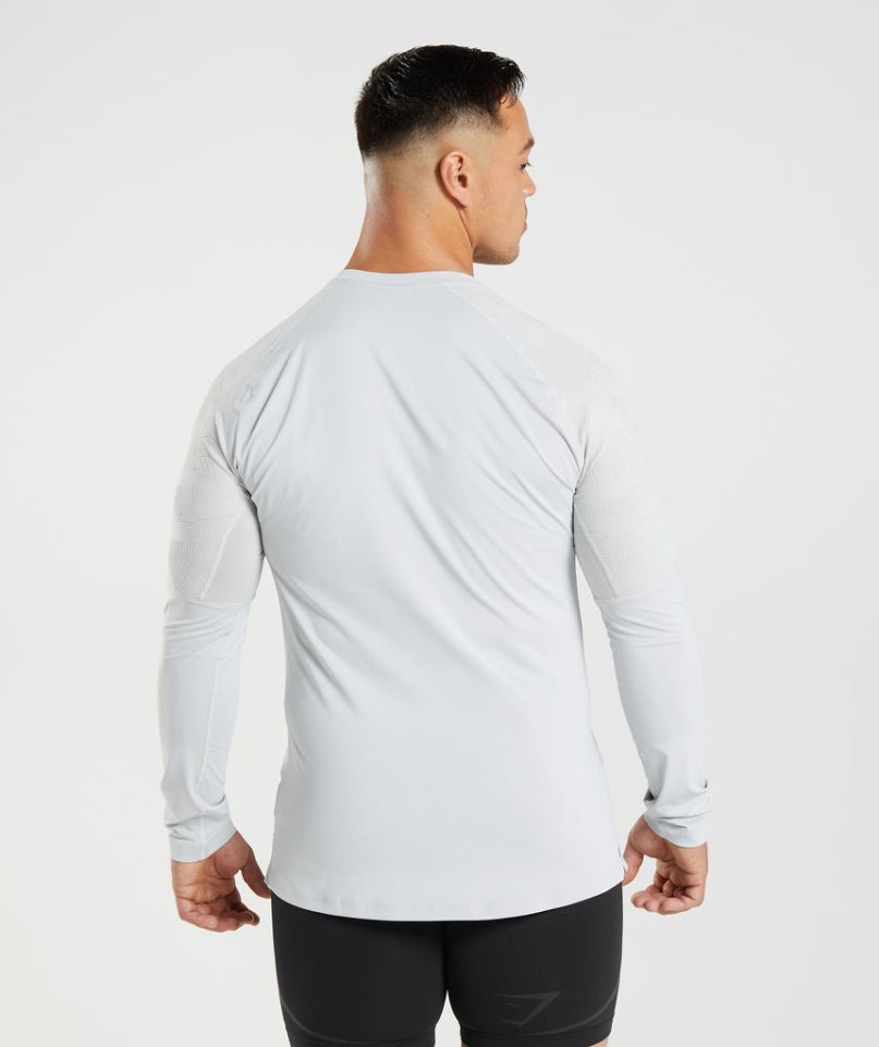 Gymshark 315 Long Sleeve Férfi Póló Világos Szürke | HU-B-258