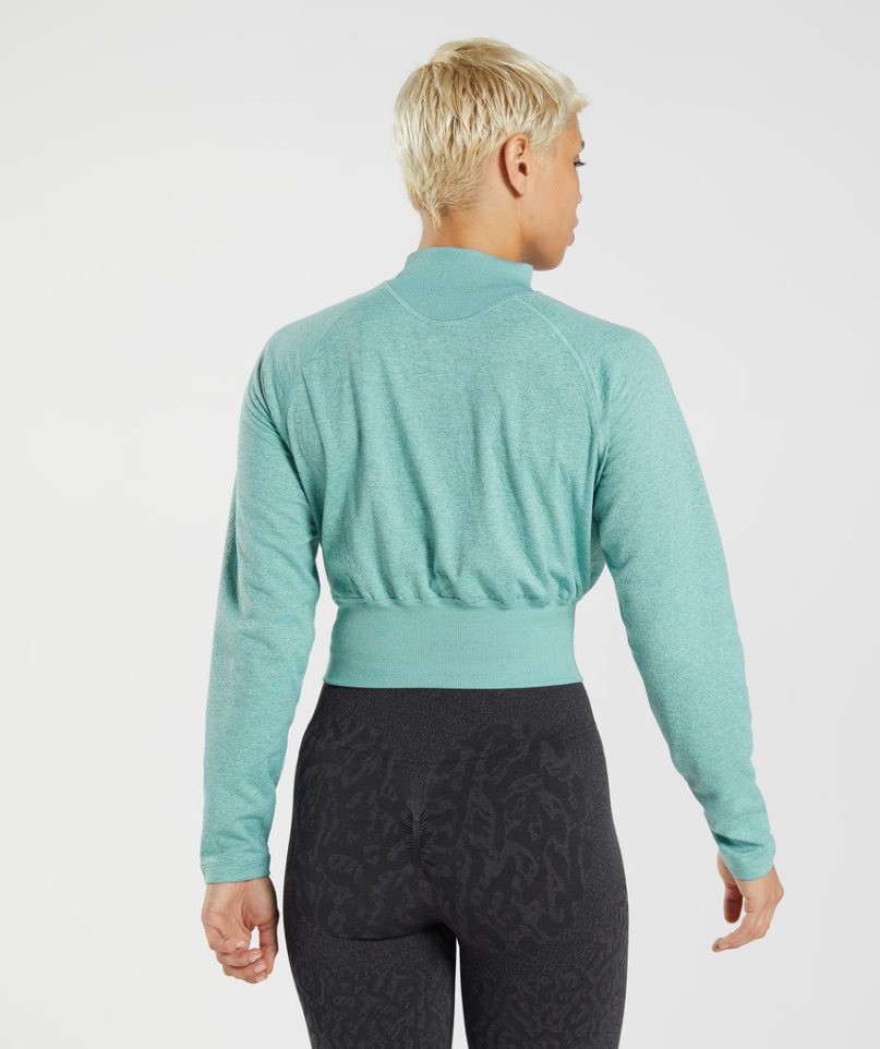 Gymshark 315 Long Sleeve Warmup Top Női Pulóverek Türkiz | HU-F-427
