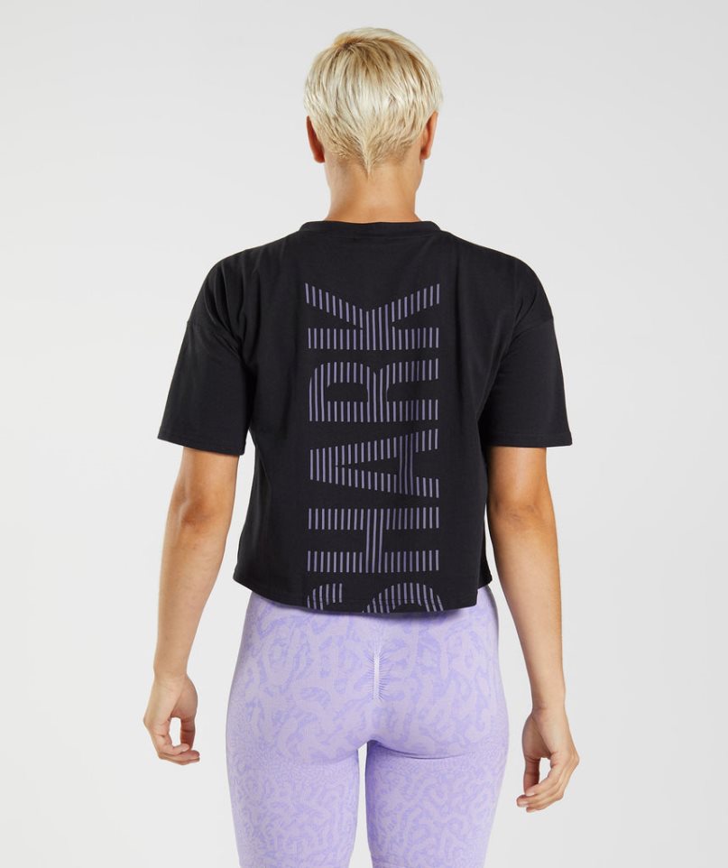 Gymshark 315 Midi Női Póló Fekete | HU-B-784