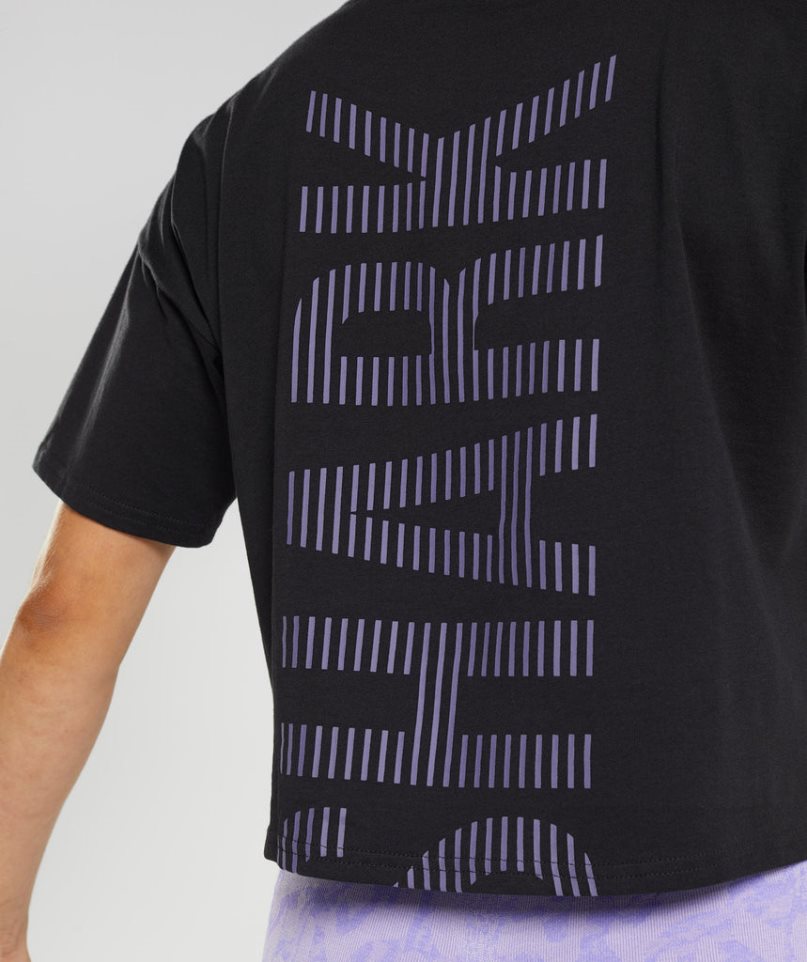 Gymshark 315 Midi Női Póló Fekete | HU-B-784