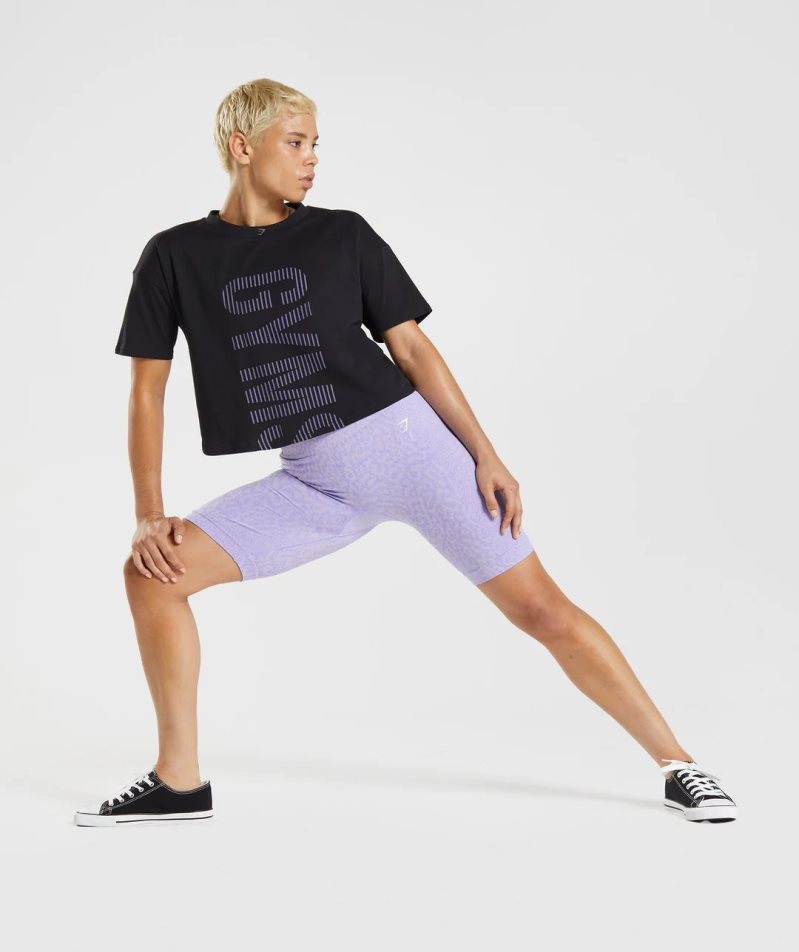 Gymshark 315 Midi Női Póló Fekete | HU-B-784