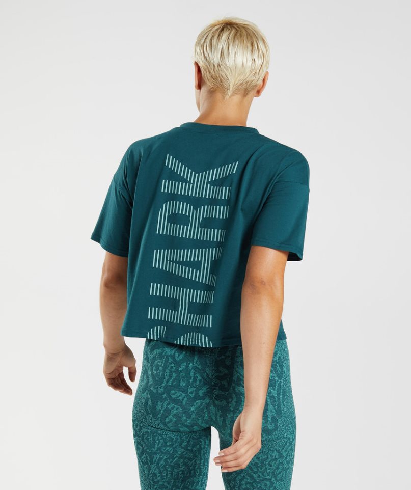 Gymshark 315 Midi Női Póló Türkiz | HU-T-142
