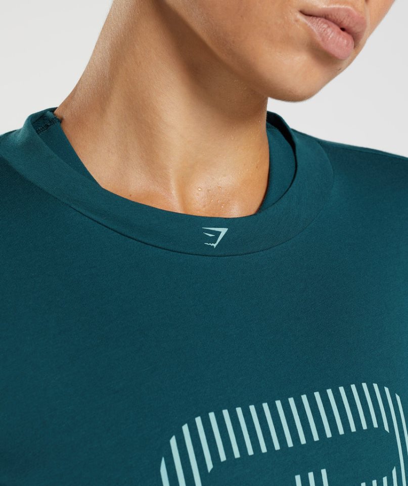 Gymshark 315 Midi Női Póló Türkiz | HU-T-142