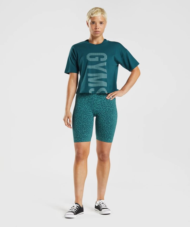 Gymshark 315 Midi Női Póló Türkiz | HU-T-142