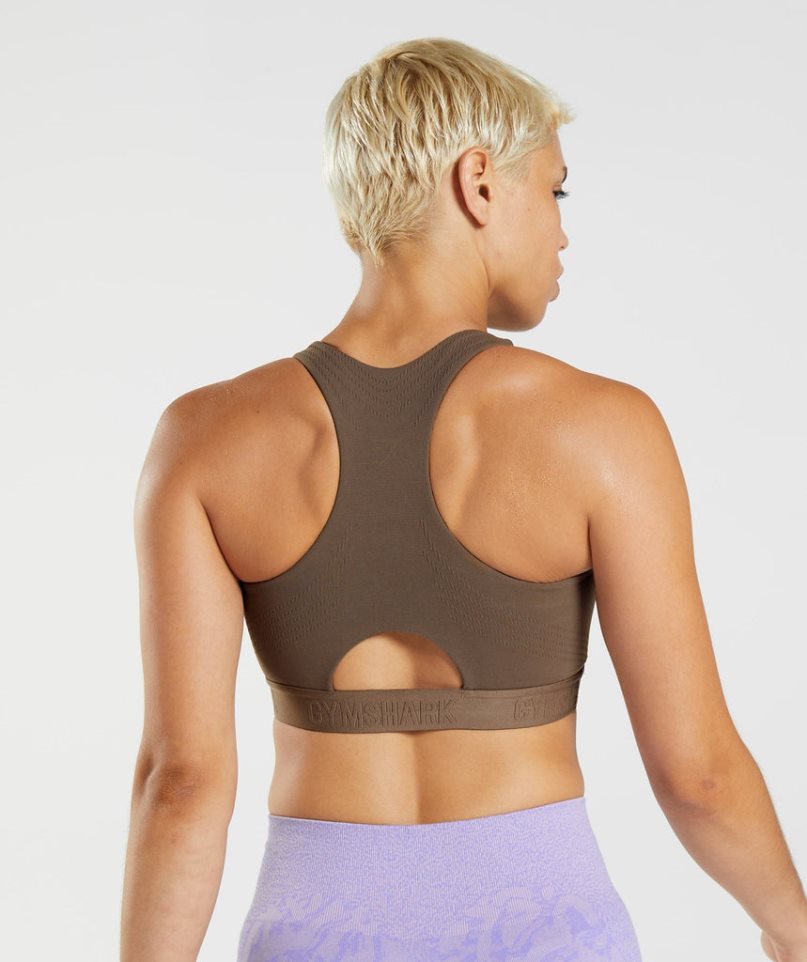 Gymshark 315 Performance High Neck Női Sportmelltartó Sötétbarna | HU-M-061