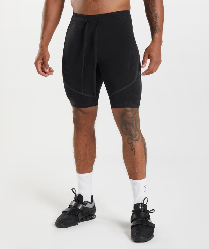 Gymshark 315 Seamless 1/2 Férfi Rövidnadrág Fekete | HU-A-520