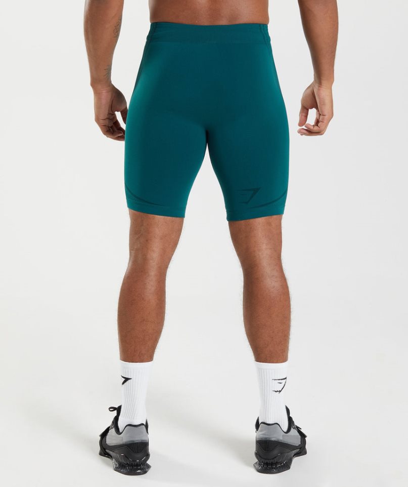 Gymshark 315 Seamless 1/2 Férfi Rövidnadrág Türkiz | HU-O-364