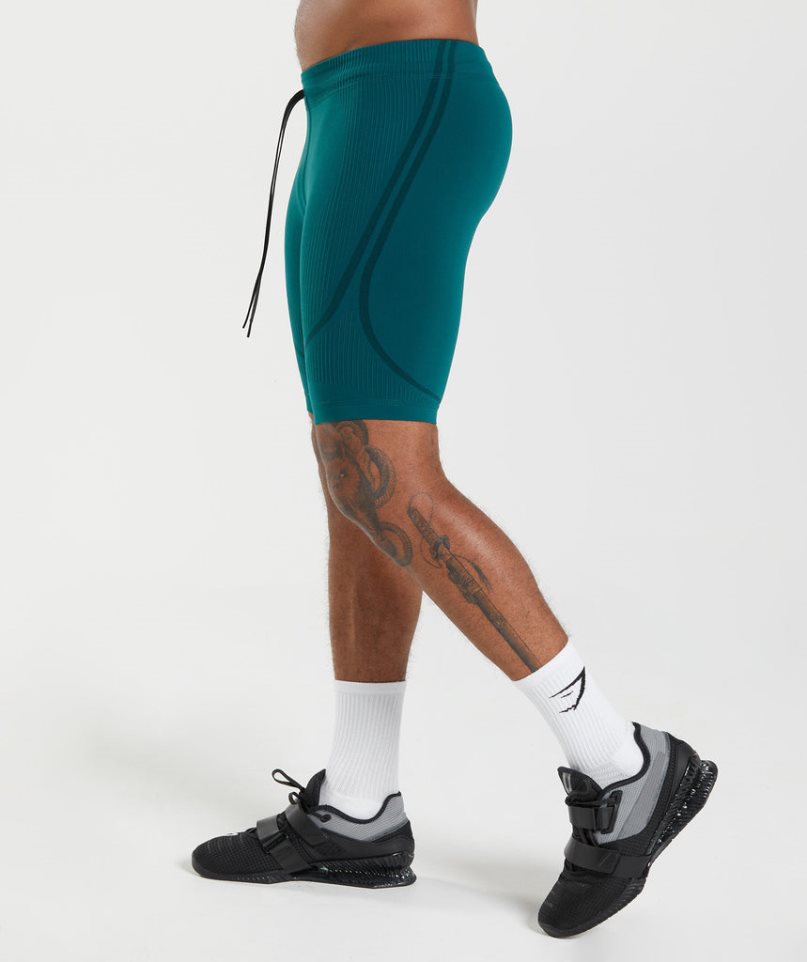 Gymshark 315 Seamless 1/2 Férfi Rövidnadrág Türkiz | HU-O-364