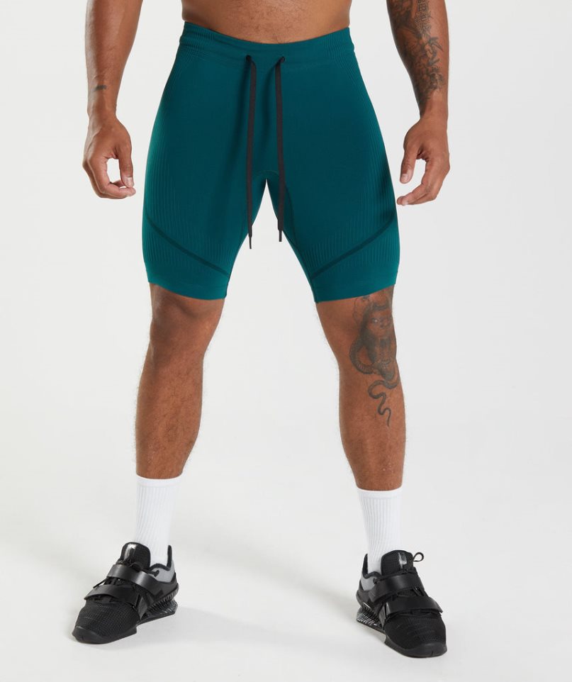 Gymshark 315 Seamless 1/2 Férfi Rövidnadrág Türkiz | HU-O-364