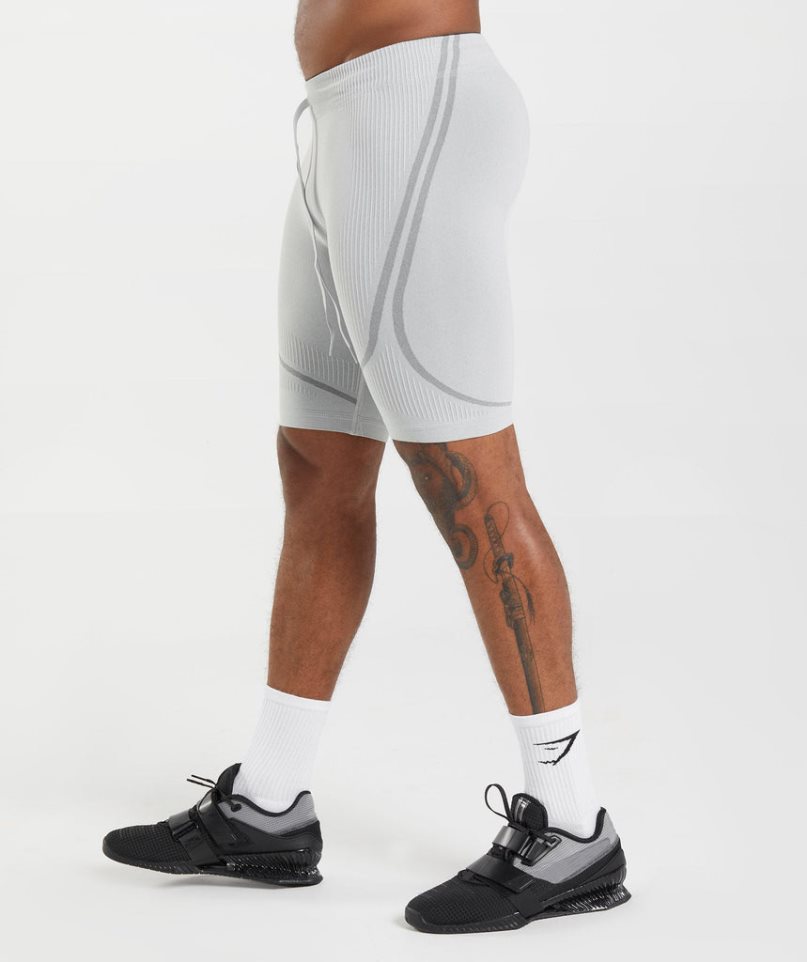 Gymshark 315 Seamless 1/2 Férfi Rövidnadrág Világos Szürke | HU-U-204
