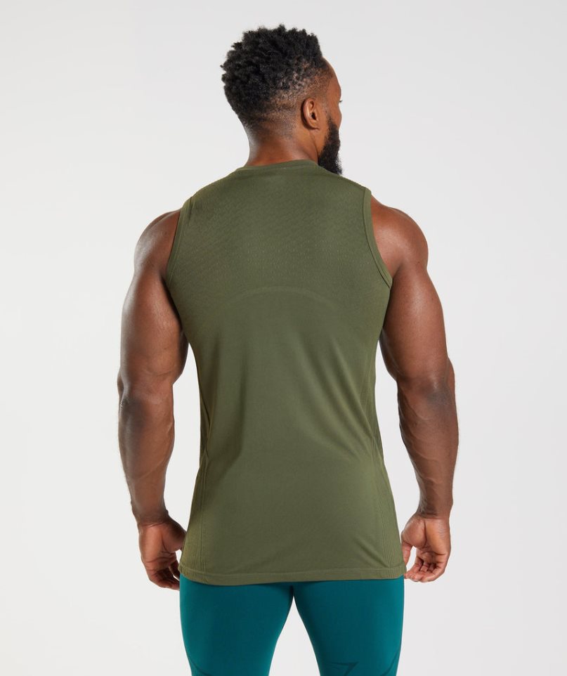 Gymshark 315 Seamless Férfi Ujjatlan Póló Olivazöld | HU-A-702