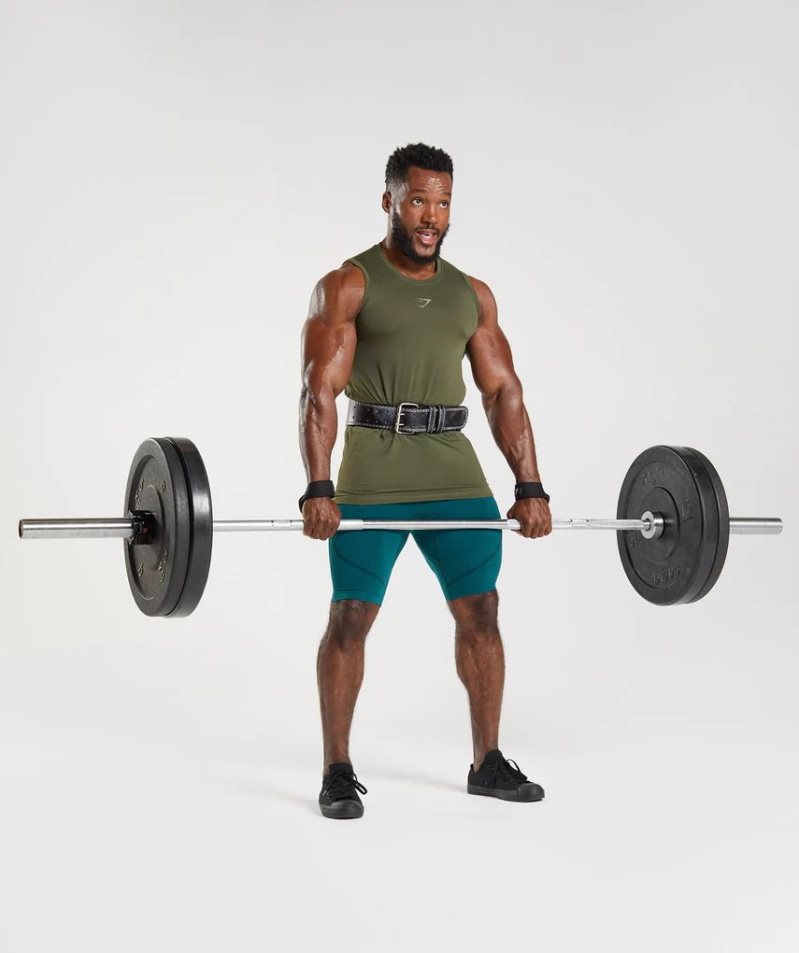 Gymshark 315 Seamless Férfi Ujjatlan Póló Olivazöld | HU-A-702