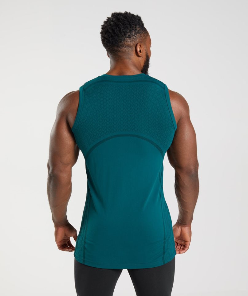 Gymshark 315 Seamless Férfi Ujjatlan Póló Türkiz | HU-K-265