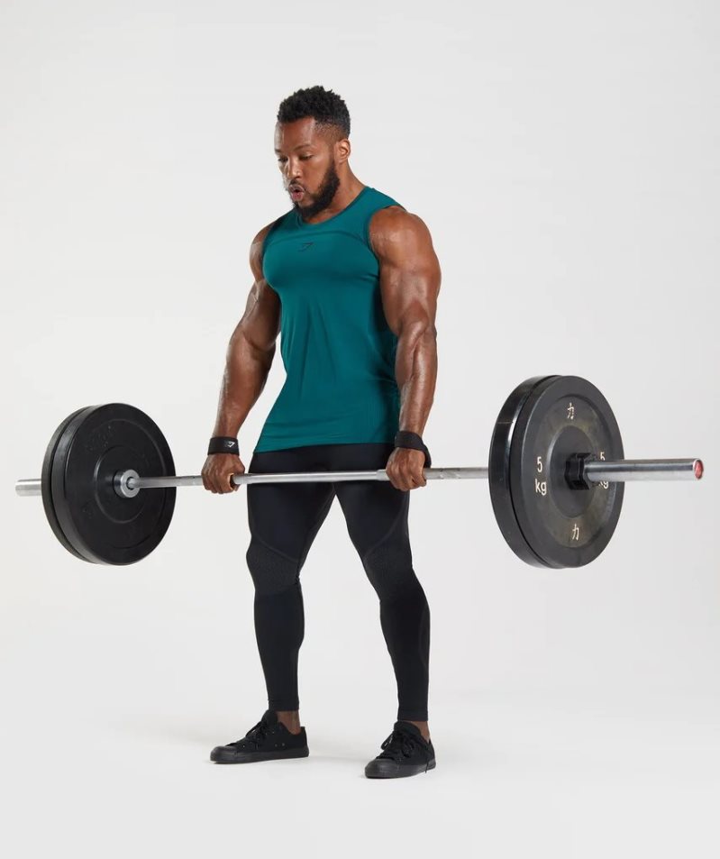 Gymshark 315 Seamless Férfi Ujjatlan Póló Türkiz | HU-K-265