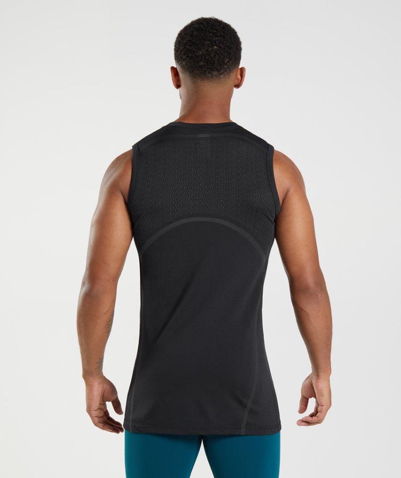Gymshark 315 Seamless Férfi Ujjatlan Póló Fekete | HU-R-169