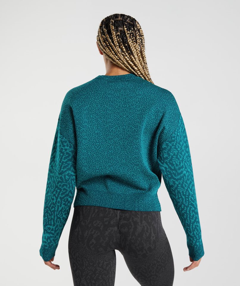 Gymshark Adapt Animal Női Pulóverek Türkiz | HU-Y-026