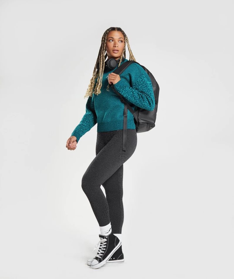 Gymshark Adapt Animal Női Pulóverek Türkiz | HU-Y-026