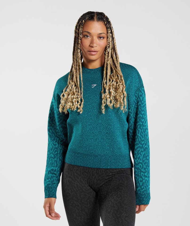 Gymshark Adapt Animal Női Pulóverek Türkiz | HU-Y-026