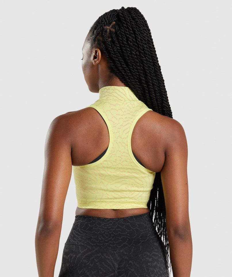Gymshark Adapt Animal Seamless 1/2 Zip Női Vágott Felsők Sárga | HU-S-032