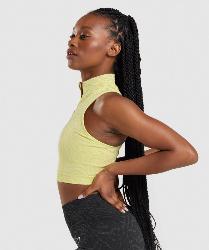 Gymshark Adapt Animal Seamless 1/2 Zip Női Vágott Felsők Sárga | HU-S-032
