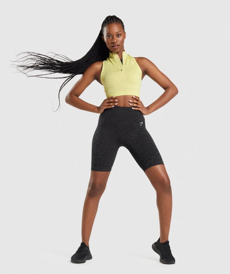 Gymshark Adapt Animal Seamless 1/2 Zip Női Vágott Felsők Sárga | HU-S-032