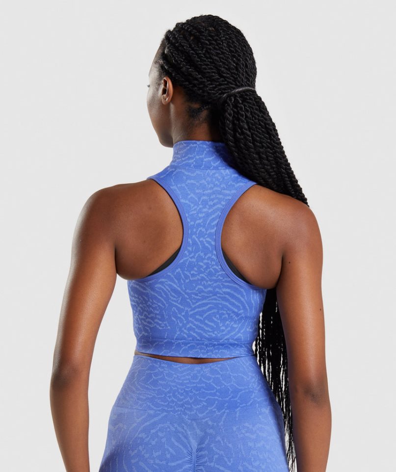 Gymshark Adapt Animal Seamless 1/2 Zip Női Vágott Felsők Kék | HU-S-241