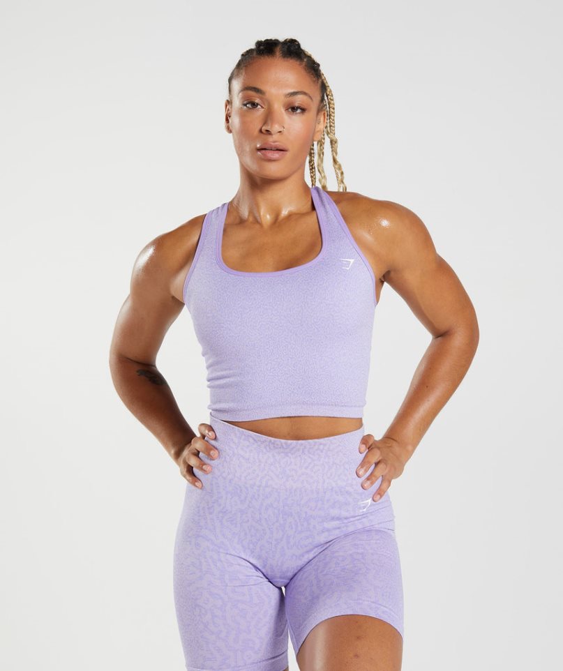 Gymshark Adapt Animal Seamless Crop Női Ujjatlan Póló Lila | HU-B-602