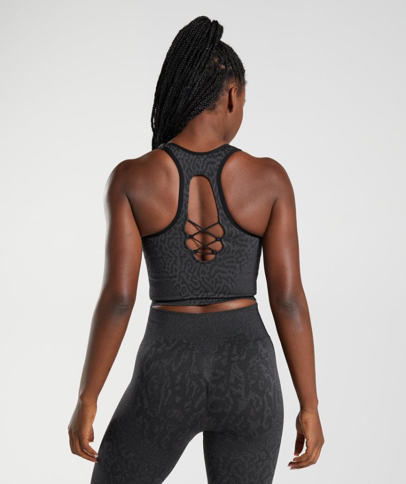 Gymshark Adapt Animal Seamless Crop Női Ujjatlan Póló Fekete | HU-F-239