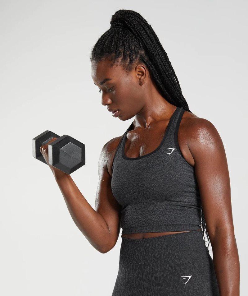 Gymshark Adapt Animal Seamless Crop Női Ujjatlan Póló Fekete | HU-F-239
