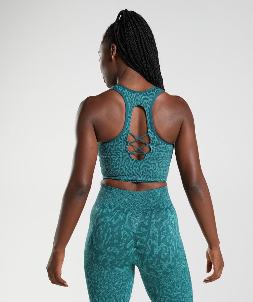 Gymshark Adapt Animal Seamless Crop Női Ujjatlan Póló Türkiz | HU-F-467