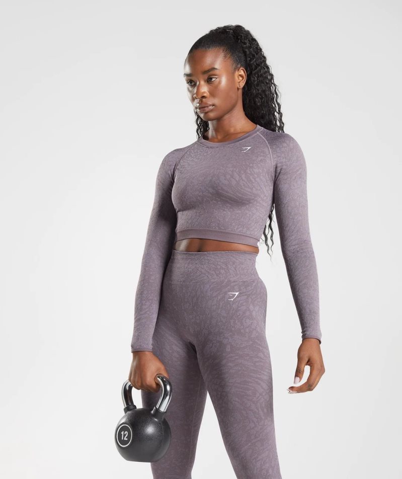 Gymshark Adapt Animal Seamless Csipke Up Back Női Vágott Felsők Lila | HU-M-619