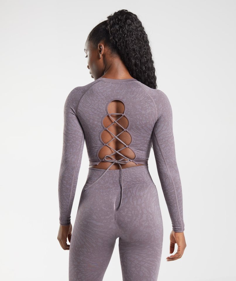 Gymshark Adapt Animal Seamless Csipke Up Back Női Vágott Felsők Lila | HU-M-619