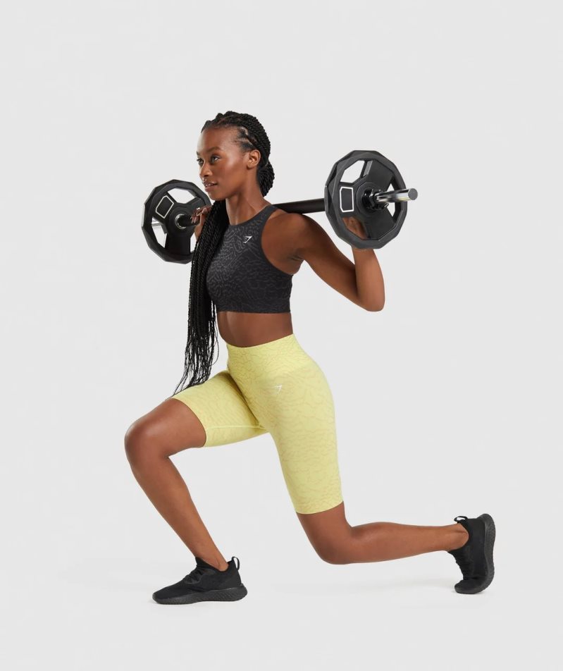 Gymshark Adapt Animal Seamless Cycling Női Rövidnadrág Sárga | HU-K-234