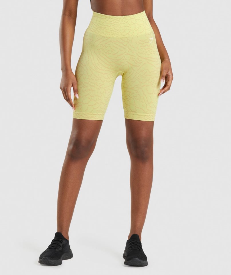 Gymshark Adapt Animal Seamless Cycling Női Rövidnadrág Sárga | HU-K-234